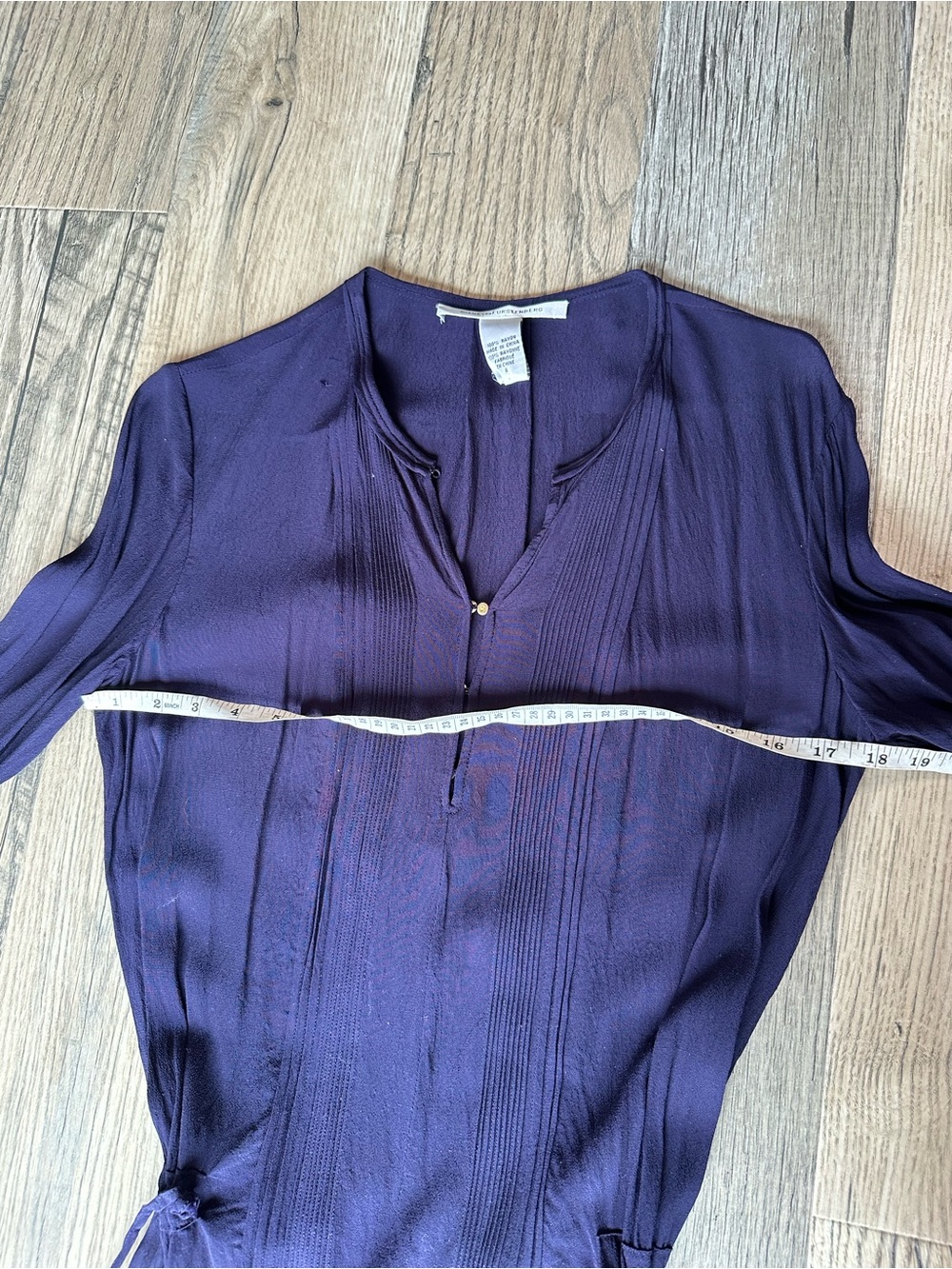 Diane Von Furstenberg Deep Purple Long Sleeve Tie-Waist Dress - Picture 3 of 11